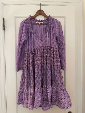 Ro’s Garden Anthropologie Cotton Block Print Mini Dress Purple | Women’s Size S